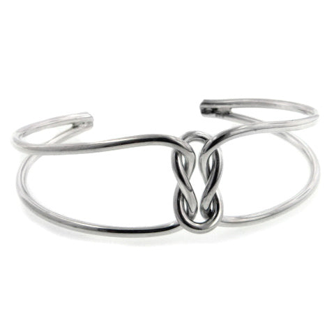 Sterling Silver Love Knot Cuff Bracelet Adjustable 7" to 8" - Silver Insanity