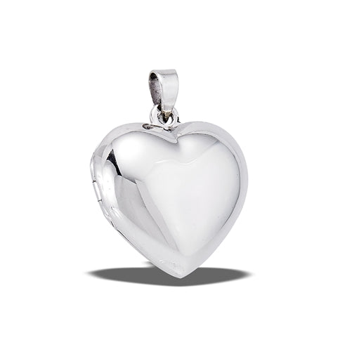 High Polish Rounded Heart Locket ~ Sterling Silver ~ Multiple Sizes