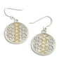 Sacred Geometry Mandala Flower of Life Amulet Sterling Silver Hook Earrings - Silver Insanity