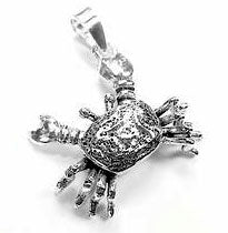 Moveable Sterling Silver Crab Cancer Charm Pendant - Silver Insanity