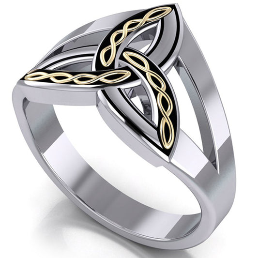 Sterling Silver and Gold Braided Celtic Trinity Ring - Silver Insanity