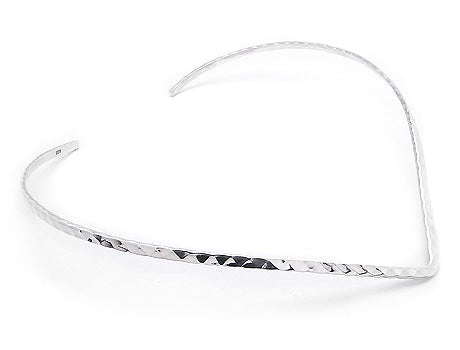 3mm Wide Hammered Finish Sterling Silver 17" V Collar Choker Neckwire Necklace - Silver Insanity