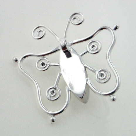 Rainbow Moonstone Wirework Butterfly Slide Pendant in Sterling Silver - Silver Insanity