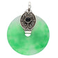 Huge Green Agate Disc Donut with Black Onyx Sterling Silver Bali Pendant - Silver Insanity