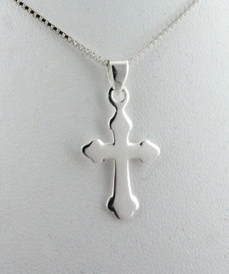 Plain and Simple Petite Cross Sterling Silver Pendant Necklace - 20" - Silver Insanity