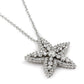 Sparkling CZ Starfish Rhodium-Plated Sterling Silver Pendant Necklace 16"-17" - Silver Insanity