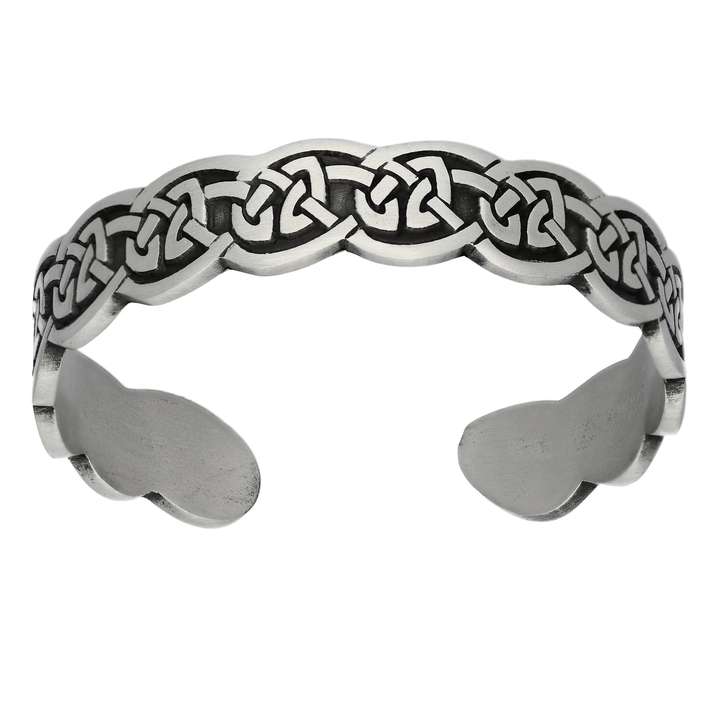 Narrow Engraved Cuff of Celtic Knots Pewter Adjustable 7" Bracelet - Silver Insanity