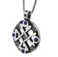 Celtic Cross Heart Blue Crystal Pendant Amulet 20" Snake Chain Necklace - Silver Insanity