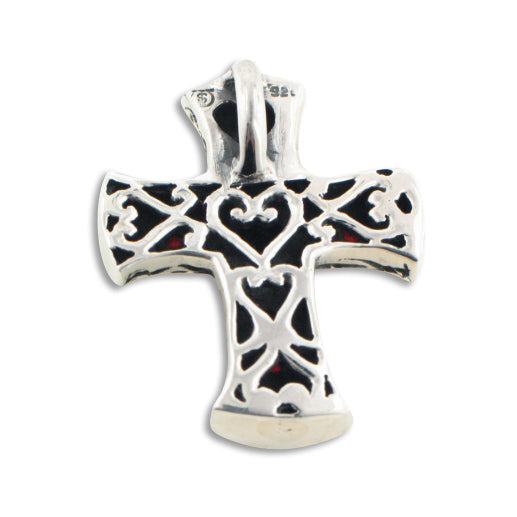 Black Onyx w/ Green Agate Sterling Silver Cross Pendant - Silver Insanity