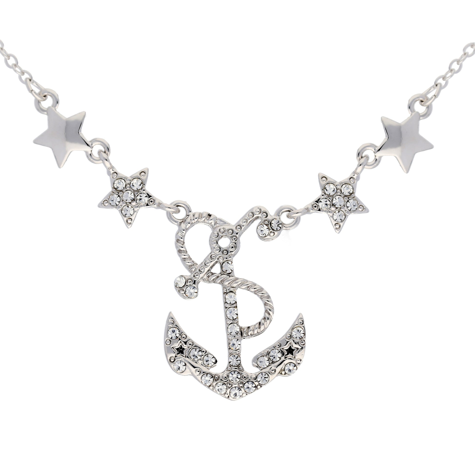 Sailing Under the Stars - Anchor Necklace Adjustable from 16" to 18" Necklace - Silver Insanity