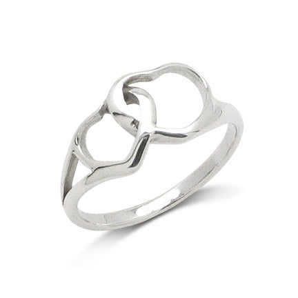 Interlocking Mom and Baby Heart Sterling Silver Love and Devotion Ring - Silver Insanity