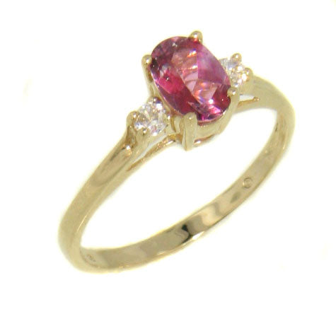 Pink Mystic Rose Topaz and 10K Yellow Gold Ring Size 7 - Silver Insanity