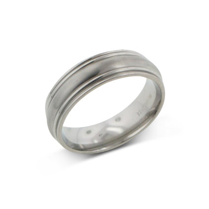 Mens Saturn Style Aircraft Grade Titanium Wedding Band Ring - Silver Insanity