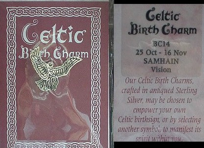 Samhain Sterling Silver Celtic Birth Charm Pendant for October 25 - November 16 - Silver Insanity