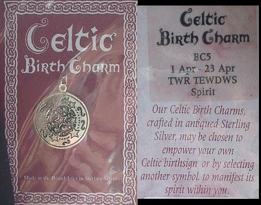 Sterling Silver Spirit Celtic Birth Charm Pendant for April 1 - 23 - Silver Insanity