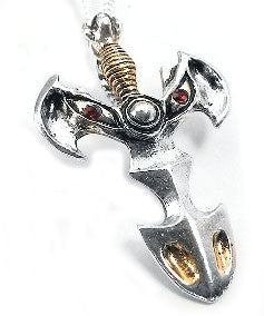 Gothic Forbidden Dragon Draco Sword Pendant Necklace - Silver Insanity