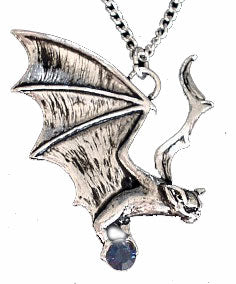 Gothic Silver Tone Vampire BAT Hanapu Pendant Necklace - Silver Insanity