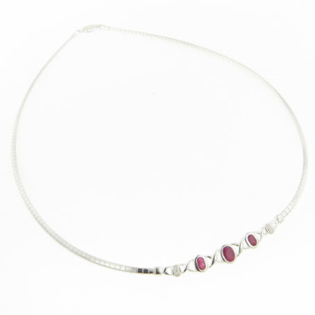 Sterling Silver Genuine Ruby Prom Bridal Omega Necklace - Silver Insanity