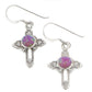 Southwestern Sterling Silver Pink Simulated Opal Cross Earrings - Silver Insanity