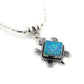 Sterling Silver Liquid Chain Blue Opal Turtle Necklace - Silver Insanity