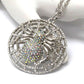 Spider Caught in a Sparkly Web - Crystal Pendant Silvertone Adjustable Necklace - Silver Insanity