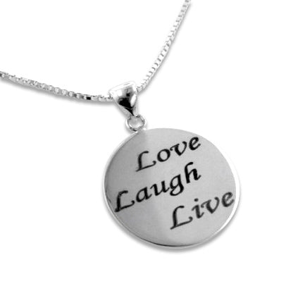 Love, Laugh, Live Affirmation Sterling Silver Necklace - Silver Insanity