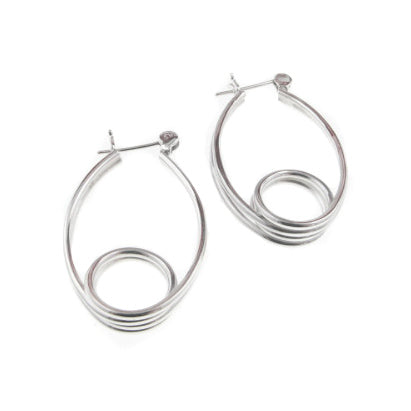 Loopty Loop Spring Swirl Hoop Earrings Sterling Silver - Silver Insanity