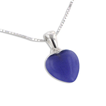 Small Lavender Purple Jade Heart Pendant Sterling Silver 16" Necklace - Silver Insanity