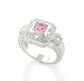 Square Princess Cut Pink Ice and White CZ Sterling Silver Promise Ring - Silver Insanity