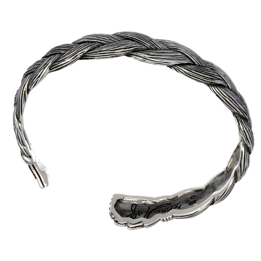 Wolfwalker Braided Sweetgrass Herb Sterling Silver Cuff Bracelet 7" - Silver Insanity
