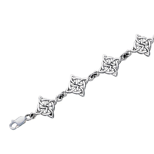 North Star Celtic Knot Sterling Silver Link Bracelet, 7" - Silver Insanity