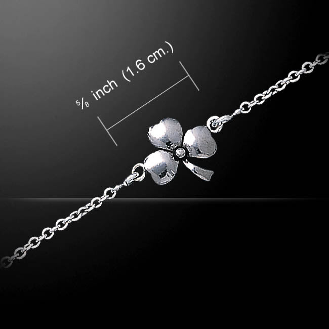 Sterling Silver Lucky Irish Charm Three Leaf Shamrock Clover 9" Figaro Anklet - Silver Insanity