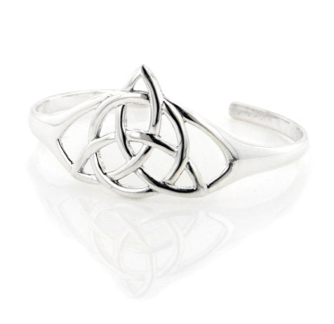 Triquetra Celtic Knot Sterling Silver Cuff Bracelet 7" - Silver Insanity