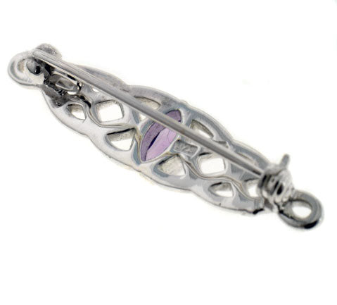 Sterling Silver Celtic Knot and Genuine Marquise Amethyst Brooch or Bar Pin - Silver Insanity