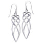 Loving Embrace Abstract Celtic Knot Sterling Silver Long Hook Earrings - Silver Insanity