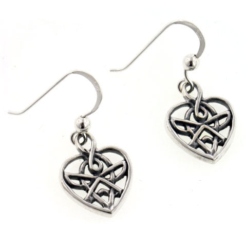 Celtic Knotted Heart Shaped Sterling Silver Hook Earrings - Silver Insanity