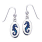 Paua Shell Seahorse Oval Nautical Sterling Silver Hook Earrings - Silver Insanity