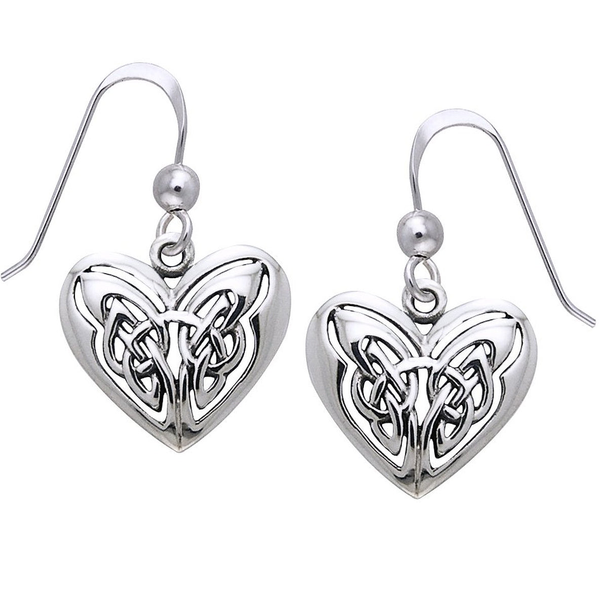 Celtic Knot Eternal Heart Sterling Silver Hook Earrings - Silver Insanity