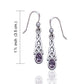 Sterling Silver Celtic Knot and Genuine Amethyst Hook Earrings - Silver Insanity
