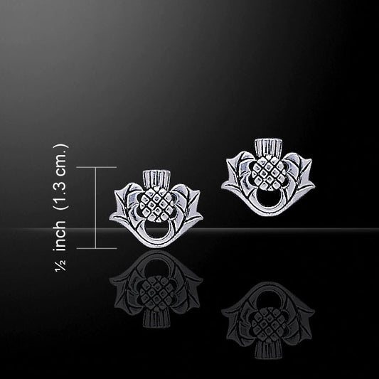 Scottish Thistle Sterling Silver Post Stud Earrings - Silver Insanity