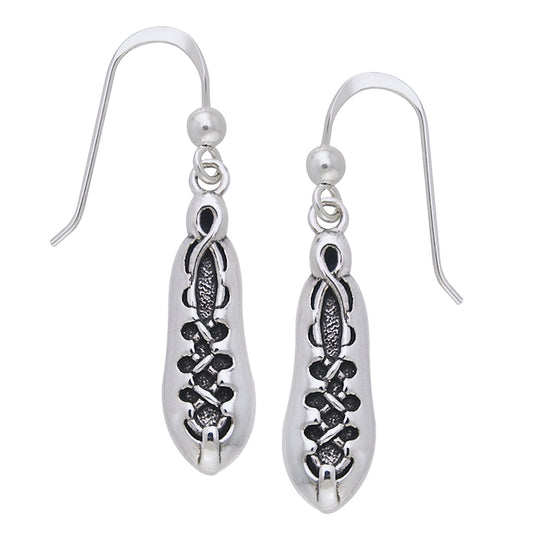 Ghillies Irish Dancing Soft Shoes Sterling Silver Hook Earrings - Silver Insanity