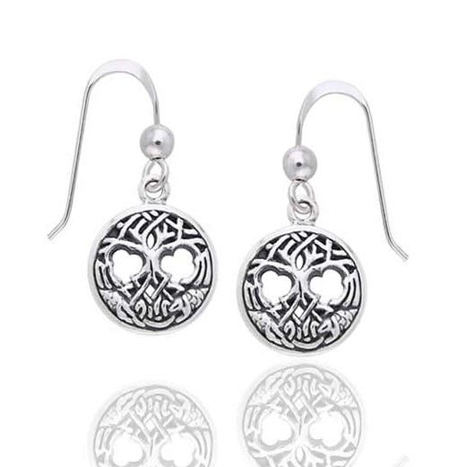 United Worlds - Small Sterling Silver Celtic Knot Tree of Life Hook Earrings - Silver Insanity