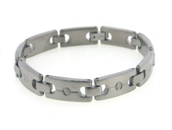 Flat Head Screw Link Titanium Metal Link Bracelet Jewelry, 7.5" Long - Silver Insanity