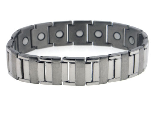Men's Heavy-Duty Sierra Link Titanium Chain 8.25" Bracelet with Magnets - Silver Insanity
