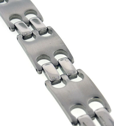 Mens Hydrogen Magnetic Titanium Staple Link Bracelet - Silver Insanity