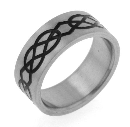 Titanium Black Celtic Knot Wedding Band Ring - Silver Insanity