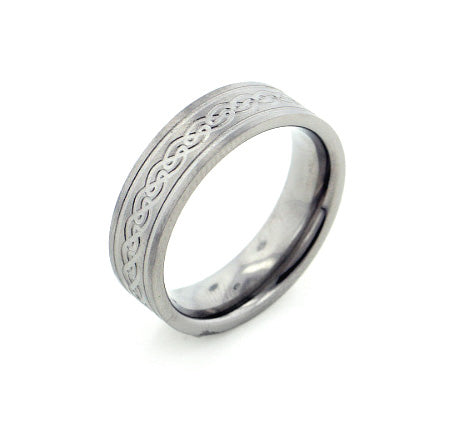 6mm Wide Mens and Womens Titanium Etched Celtic Knot Wedding Band Ring - Silver Insanity
