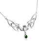 Sterling Silver Celtic Claddagh Trinity Knots Emerald-Green Glass 17" Necklace - Silver Insanity
