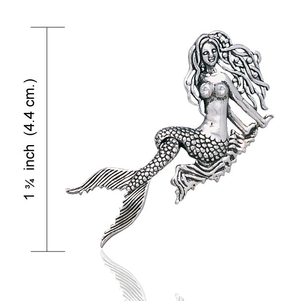 Moveable Tail Mermaid Sterling Silver Sea Nymph Mermaid Pendant - Silver Insanity