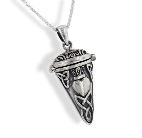 Celtic Knot Heart Sterling Silver Pendulum Box Necklace - Silver Insanity